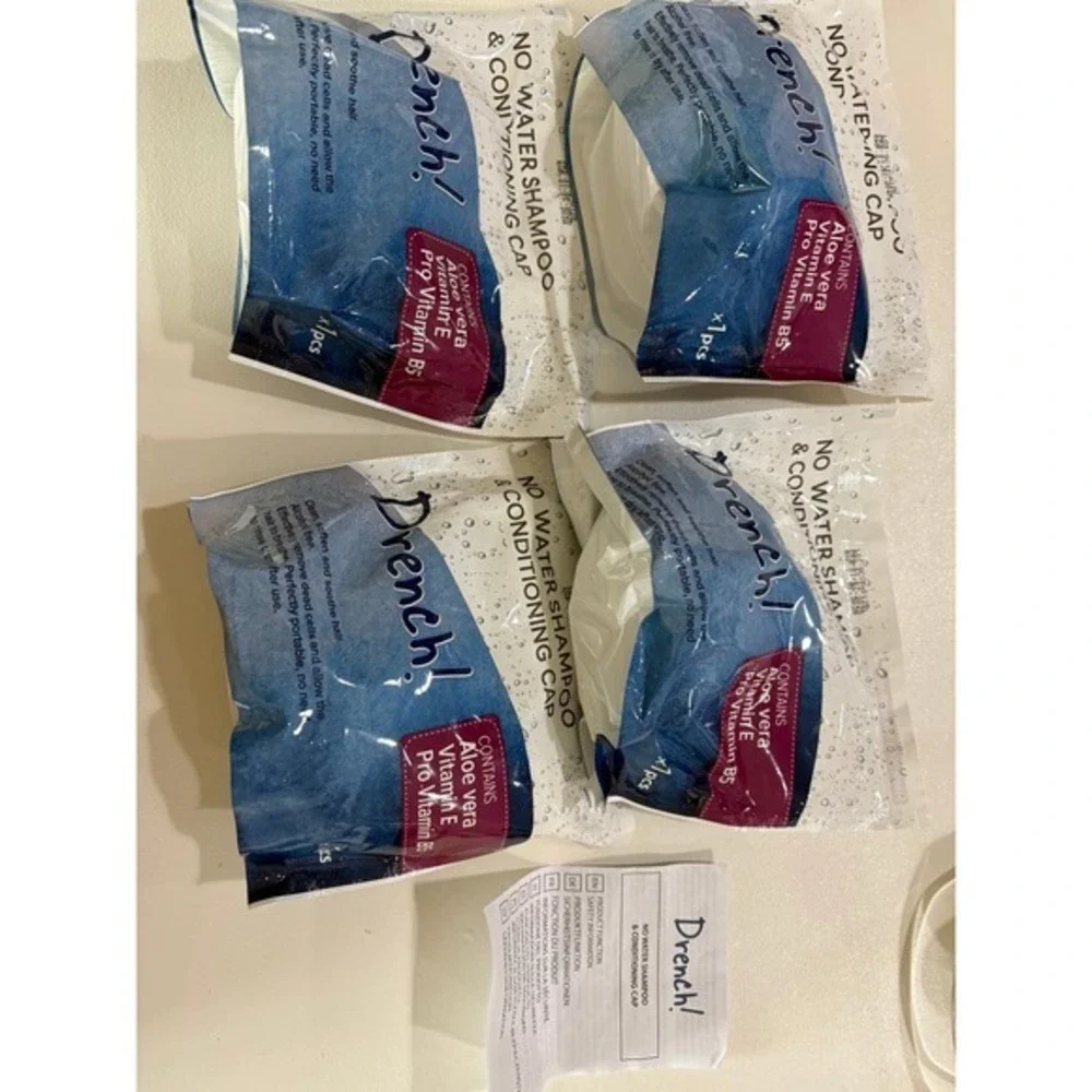 Drench! No Water Shampoo &‎ Conditioning Cap Aloe Vera Vitamin E Pack of 4